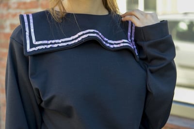 "Violet Flavor" Sailor collar black sweater