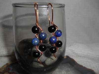 Solid zig zag copper and gemstone earrings