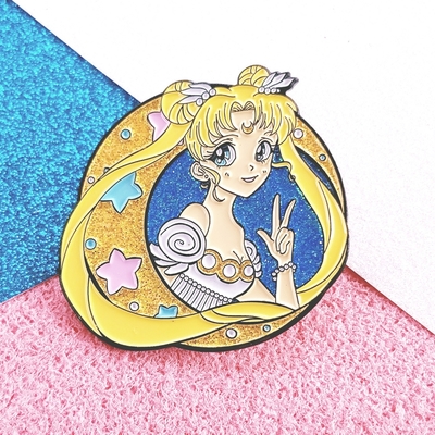  glitter moon princess soft enamel pin {glitter moon and stars}  - Thumbnail 3
