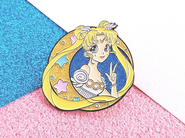  Glitter Moon Princess Soft Enamel Pin {Glitter Moon and Stars} 