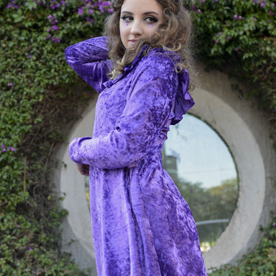 "queen of purpleland" flared frilly velvet onepiece dress