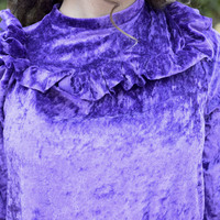 "Queen of purpleland" Flared frilly velvet onepiece dress - Thumbnail 2