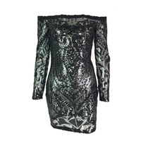 Black Sequin Mesh Dress - Thumbnail 1