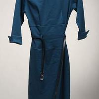 Knit Belted Pencil Dress - Teal  - Thumbnail 1