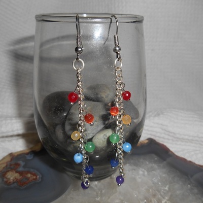 Chakra/rainbow chain earrings