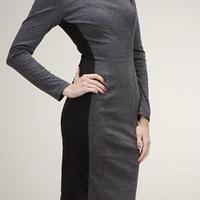 Grey/black Slimming Pencil Dress - Thumbnail 2