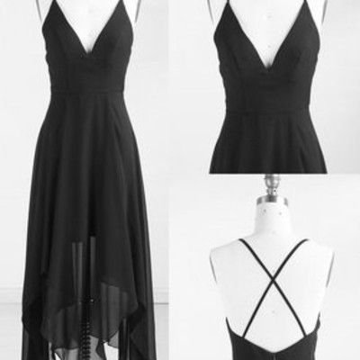 Black high low party dresses, homecoming dresses, stylish prom dresses