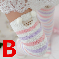 Sweet students cartoon coral velvet stockings - Thumbnail 3