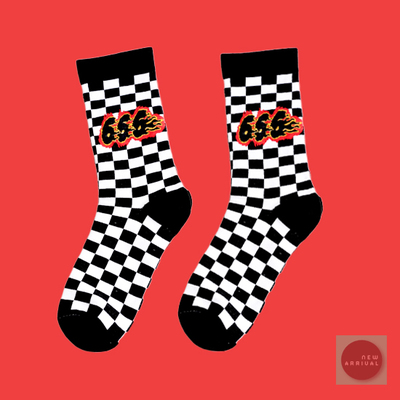 Free Shipping-666 FLAME CHECKER SOCKS 