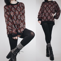 CLAIMED @lesidhefaery - Vintage 90s "The Shining" Inspired Red, Black and Gray Graphic Sweater  - Thumbnail 1