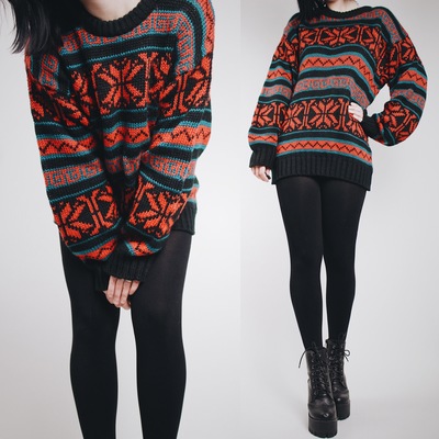 Claimed @spellmaster07 - vintage 90s “stranger things” inspired chunky fair isle sweater 