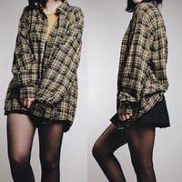 AVAILABLE - Vintage 90s Fall Vibes Plaid Flannel - Mustard/Navy - Thumbnail 3