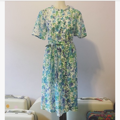 Vintage blue/green florals dress 