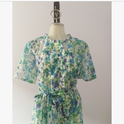 Vintage blue/green florals dress 