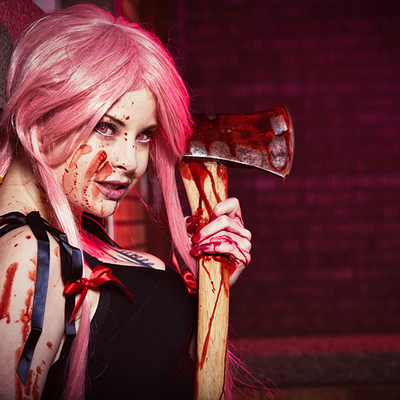 Yuno gasai - back against a wall