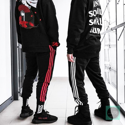 Free shipping-unisex stripe stripe stripe jogger pants - Thumbnail 5