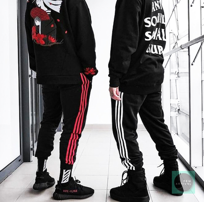 Free Shipping-UNISEX STRIPE STRIPE STRIPE JOGGER PANTS