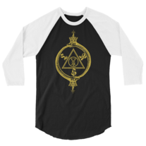 Double-Oroboros Luciferian Research Society 3/4 Sleeve Baseball T-Shirt (Gold on Black)