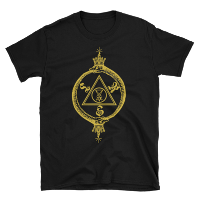 Double-Oroboros Luciferian Research Society T-Shirt (Gold on Black)