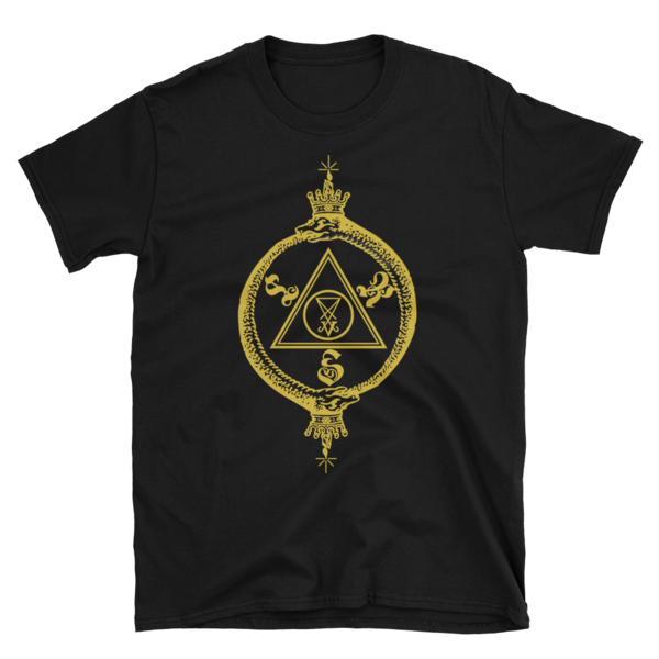 Double-Oroboros Luciferian Research Society T-Shirt (Gold on Black)