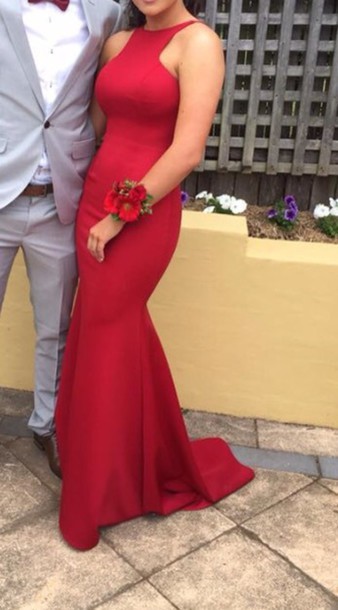 Red Halter Prom Dresses, Prom Dresses 2018, Long Formal Dresses