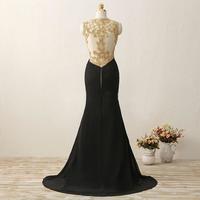 Black Prom Dress with Gold Beaded Classical Prom Dresses, Black Formal Dresses, Evening Gowns 2018 - Thumbnail 2