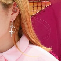 MOON AND CROSS EARRINGS - Thumbnail 1