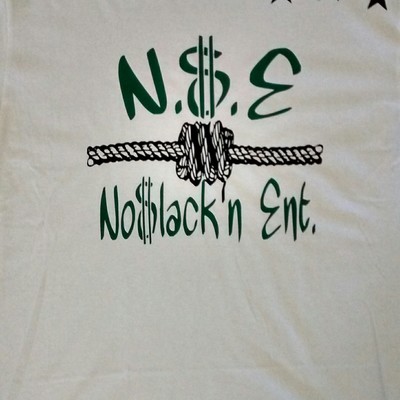 N$e no$lacknent. (white,money green & black) business t-shirt.