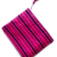 Zip top clutch- blue pink  - Thumbnail 1