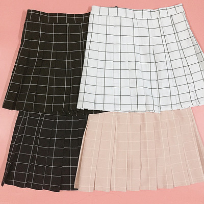Checker plaid pleated skirt