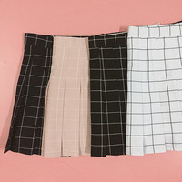 Checker plaid pleated skirt - Thumbnail 4