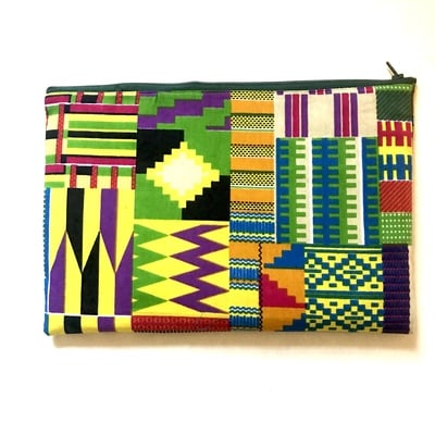 Zip top clutch- multi kinte - Thumbnail 5