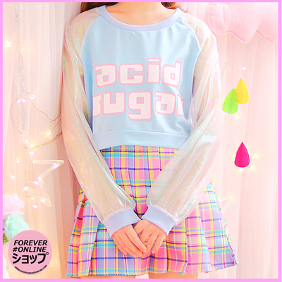 Acid sugar transparent long sleeve tee