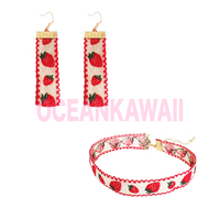 KAWAII STRAWBERRY CHOKER+EARRINGS SET - Thumbnail 3