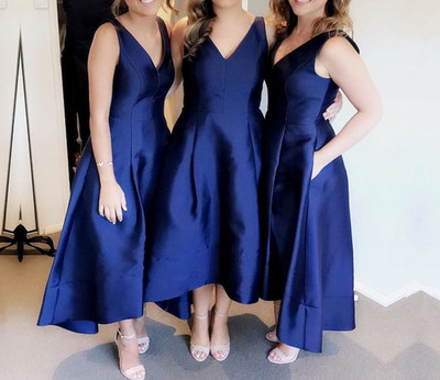 Blue Cute High Low Bridesmaid Dresses, Bridesmaid Dresses 2018, Simple Party Dresses