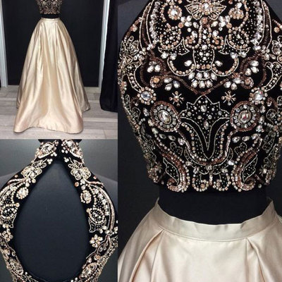 Sexy two piece prom dresses with sparkly rhinestone - Thumbnail 5