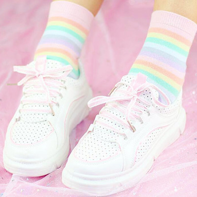 Pastel rainbow stripe socks