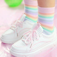 Pastel Rainbow Stripe Socks - Thumbnail 1