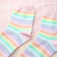 Pastel Rainbow Stripe Socks - Thumbnail 3