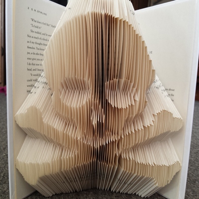 Folded book art - skull and crossbones