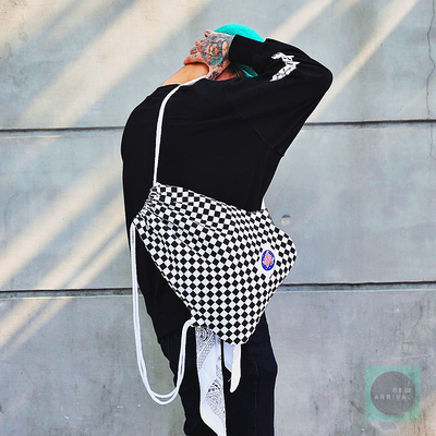 Free Shipping-CHECKER DRAWSTRING BAG