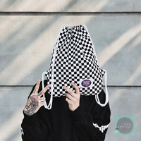 Free Shipping-CHECKER DRAWSTRING BAG - Thumbnail 3