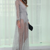 Silver Glitter Backless Dress - Thumbnail 2