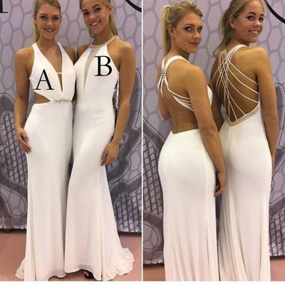 Sexy two styles white sheath chiffon prom dresses evening dresses - Thumbnail 5