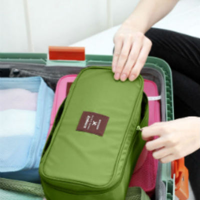 Green color travel use multiple pocket packing pouch good for underwear