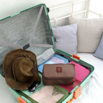 Brown color travel use multiple pocket packing pouch good for underwear