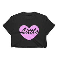 "Little" Pink Heart w/ Transparent Lettering Crop Top - Thumbnail 1