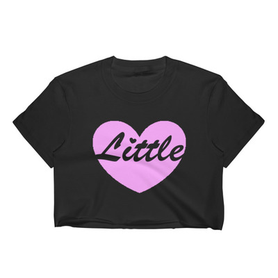 "little" pink heart w/ transparent lettering crop top