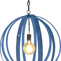 Hammered Gray Wine Barrel Hoop Chandelier