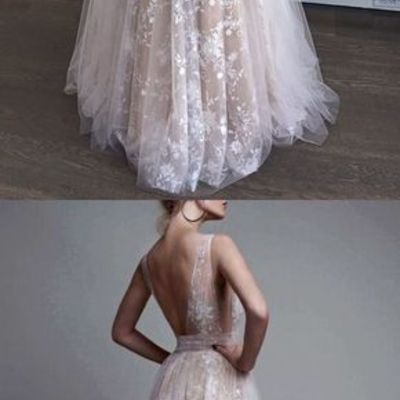 2017 a-line deep v-neck tulle lace appliques floor-length long sexy party prom dresses,pd3900433 - Thumbnail 3